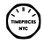 Black and white logo of Timepieces NYC on a white background